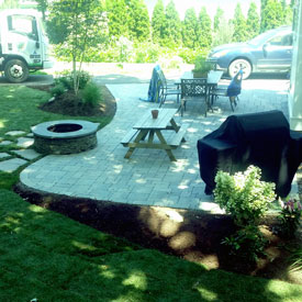 Patio with firepit.